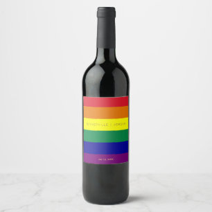 Rainbow Flag Wedding Wine Label