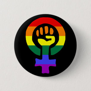 Rainbow Flag Woman Power button