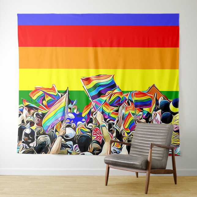 Rainbow Flags LGBT Pride Banner Tapestry (In Situ (Horizontal))