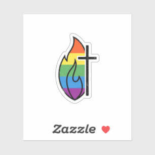Rainbow Flame Cross Vintage Christian Vector Desig