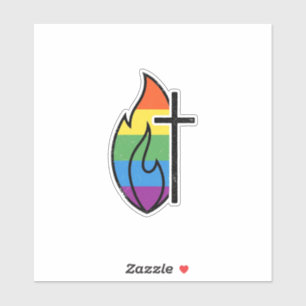 Rainbow Flame Cross Vintage Christian Vector Desig