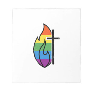 Rainbow Flame Cross Vintage Christian Vector Desig Notepad