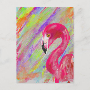 Rainbow Flamingo Print Postcard