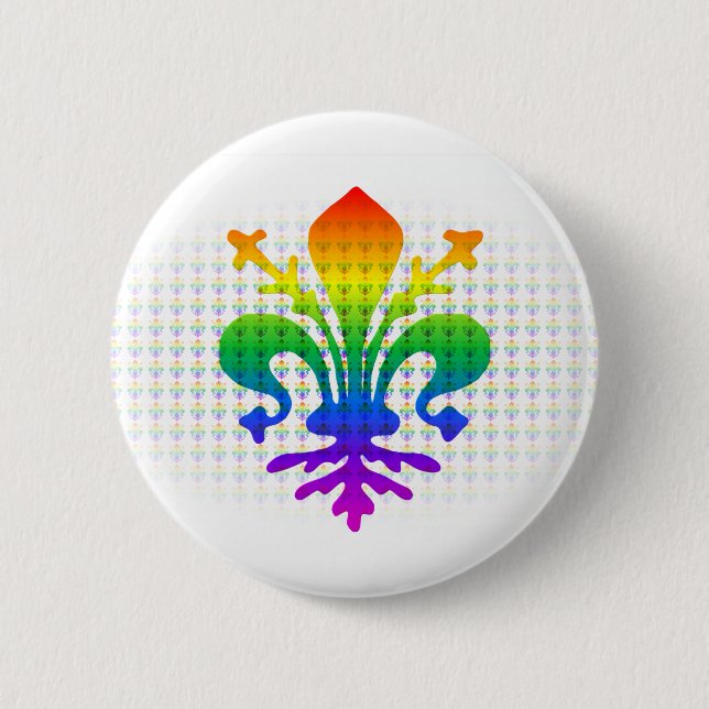 Rainbow Fleur-de-lis 2 Inch Round Button (Front)