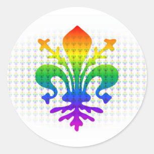 Rainbow Fleur-de-lis Classic Round Sticker
