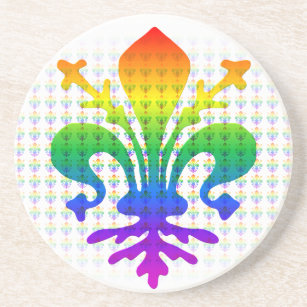 Rainbow Fleur-de-lis Coaster