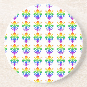 Rainbow Fleur-de-lis Coaster
