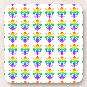 Rainbow Fleur-de-lis Coaster