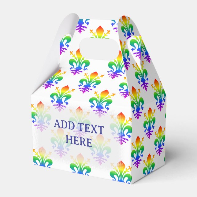 Rainbow Fleur-de-lis Custom Text  Favor Box (Back Side)