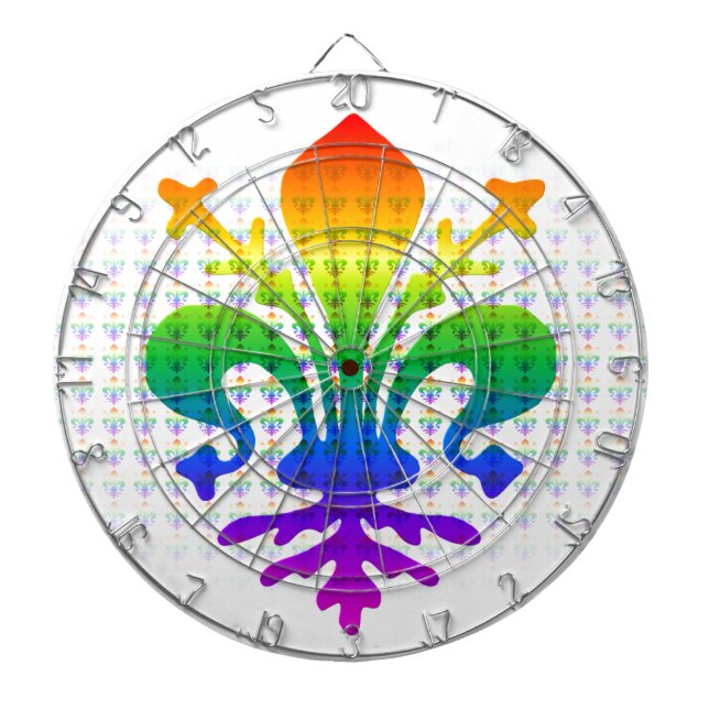 Rainbow Fleur-de-lis Dartboard (Front)