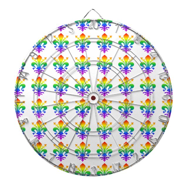 Rainbow Fleur-de-lis Dartboard (Front)