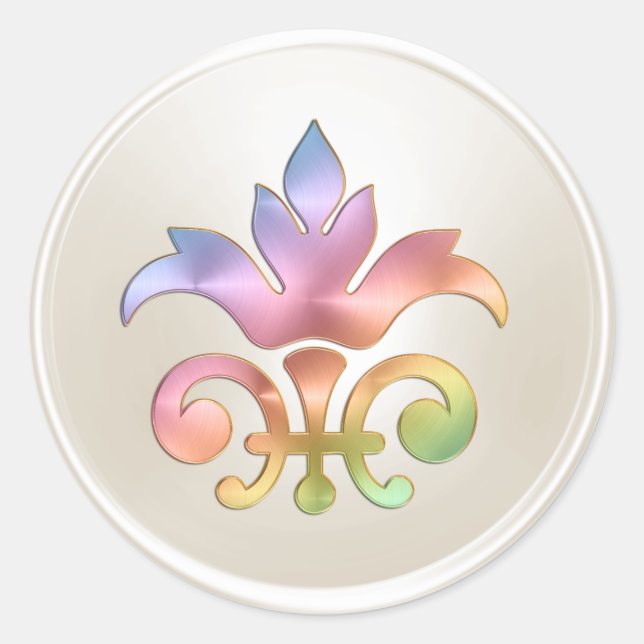 Rainbow Fleur de Lis Envelope Seal (Front)