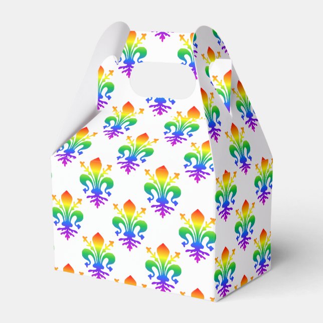 Rainbow Fleur-de-lis Favor Box (Front Side)