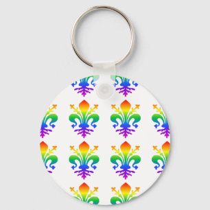 Rainbow Fleur-de-lis Keychain