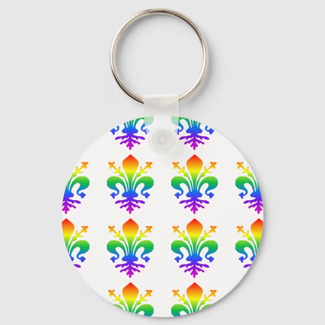 Rainbow Fleur-de-lis Keychain (Front)
