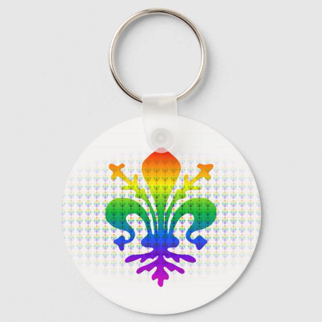 Rainbow Fleur-de-lis Keychain (Front)