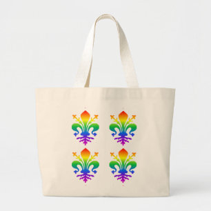 Rainbow Fleur-de-lis Large Tote Bag
