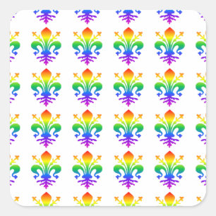 Rainbow Fleur-de-lis Square Sticker
