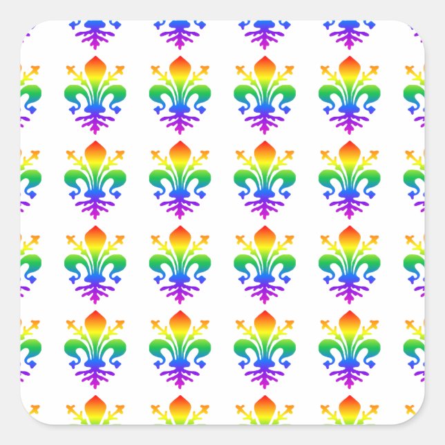 Rainbow Fleur-de-lis Square Sticker (Front)