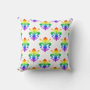 Rainbow Fleur-de-lis Throw Pillow