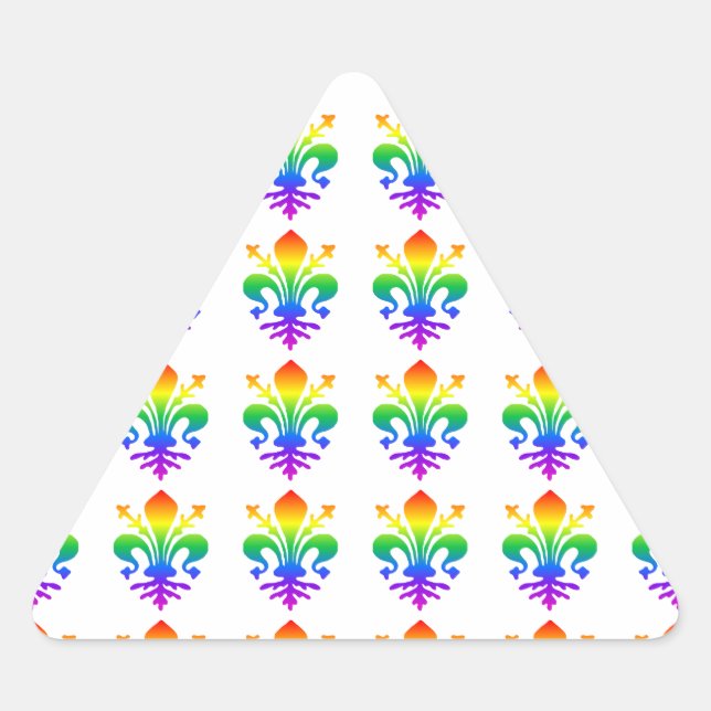 Rainbow Fleur-de-lis Triangle Sticker (Front)