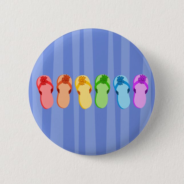 Rainbow Flip Flops 2 Inch Round Button (Front)