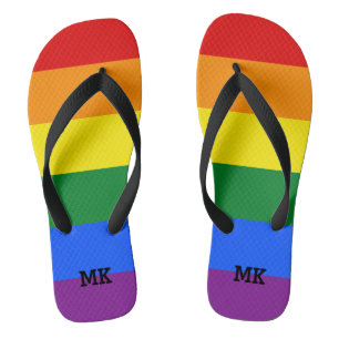 Rainbow flip flops with personalized monogram