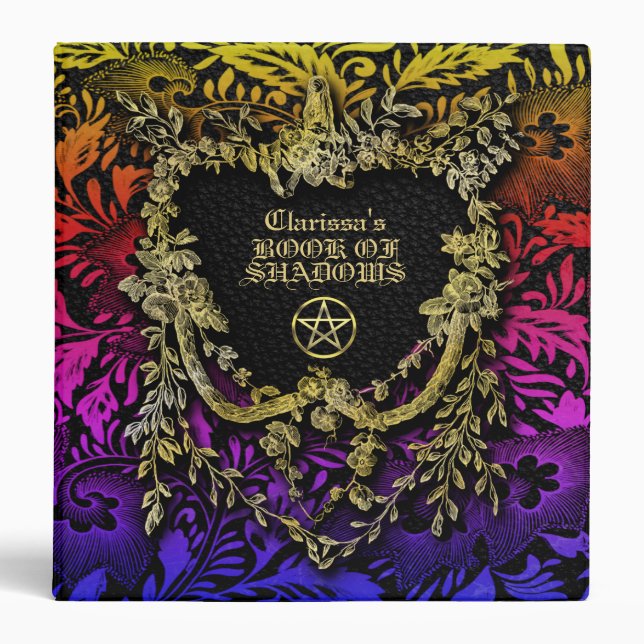 Rainbow Floral Apple of Knowledge Book of Shadows Binder (Front)