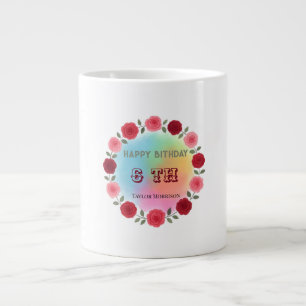 Rainbow Floral Birthday   Colorful Party Drinkware Large Coffee Mug
