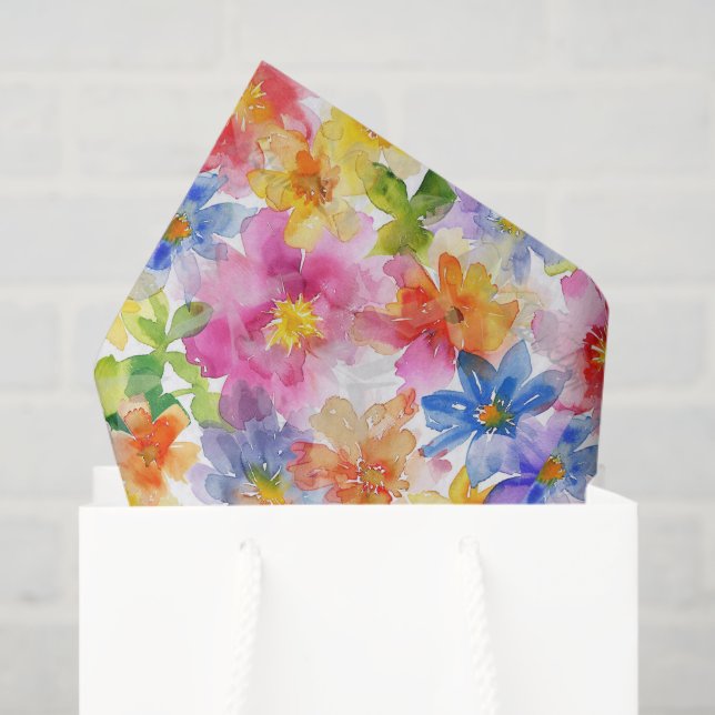 Rainbow Floral Decoupage Tissue Paper (Gift Bag)