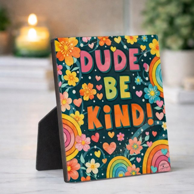 Rainbow Floral Dude Be Kind Inspirivity Plaque (Créateur téléchargé)