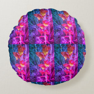 Rainbow Floral Filter pattern- Round Pillow