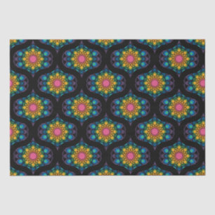 Rainbow Floral Fountain Mandala 1970s Retro Ogee Tissue Paper