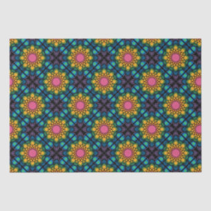 Rainbow Floral Fountain Mandala Diamond Tile Tissue Paper
