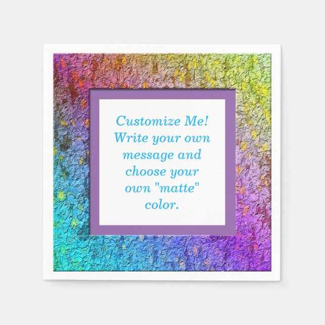[Rainbow Floral Frame] Abstract Flowers Paper Napkin (Front)
