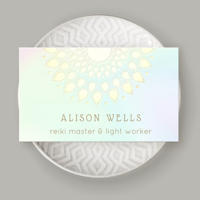 Rainbow Floral Lotus Mandala Energy Healer Business Card (Creator Uploaded)