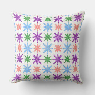Rainbow Floral Pattern | Colourful Retro Flowers Throw Pillow