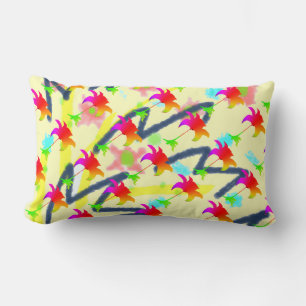 Rainbow Floral Pattern Lumbar Pillow