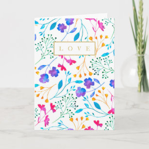 Rainbow Floral Pattern Watercolour Greetings Card