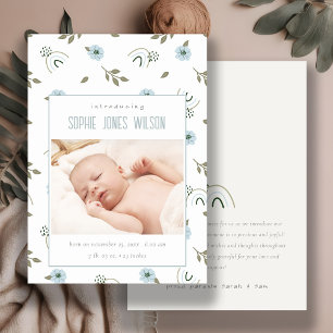 Rainbow Floral Photo Baby Boy Faire-part de naissa