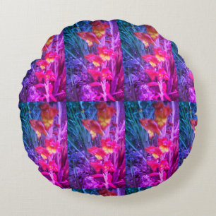Rainbow Floral- Round Pillow