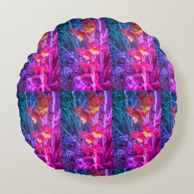 Rainbow Floral- Round Pillow (Front)