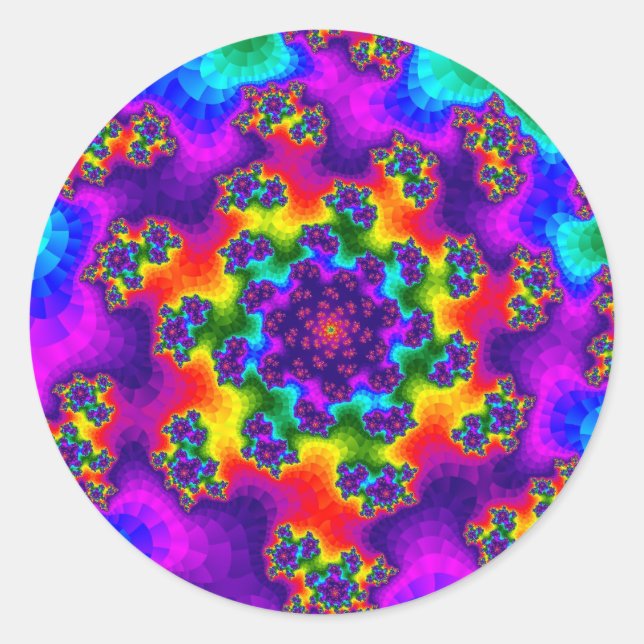 Rainbow Floral Sprinkles Classic Round Sticker (Front)