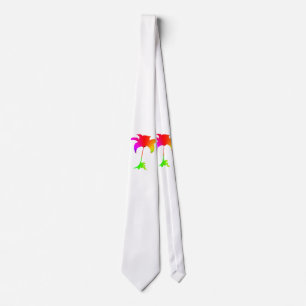 Rainbow Floral White Tropical Neck Tie