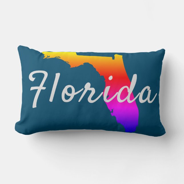 Rainbow Florida State Silhouette Lumbar Pillow (Front)