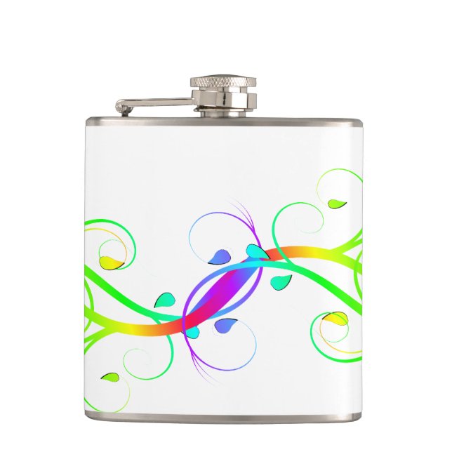 Rainbow Flourishes Hip Flask (Front)