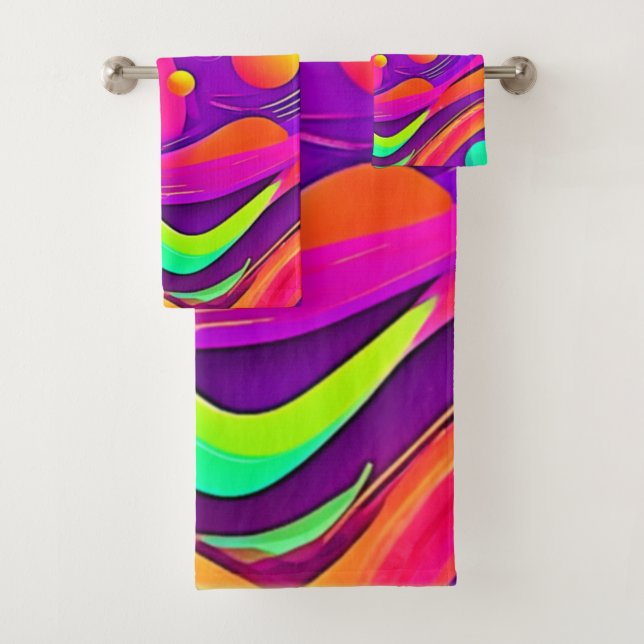 Rainbow Flow: Abstract Fun Bath Towel Set (Insitu)