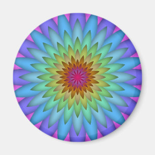 Rainbow Flower Abstract Art Magnet