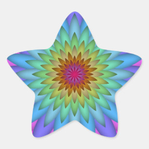 Rainbow Flower Abstract Art Star Sticker