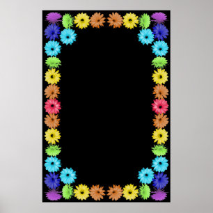 Rainbow Flower Border Poster